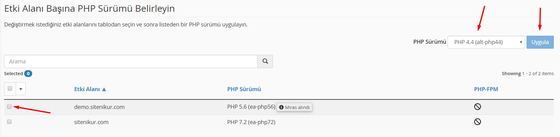 Cpanel Php Sürümünü Değiştirme