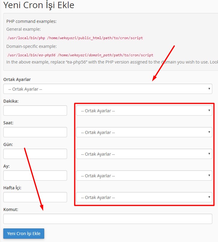 Cpanel Cron Job Ayarlama