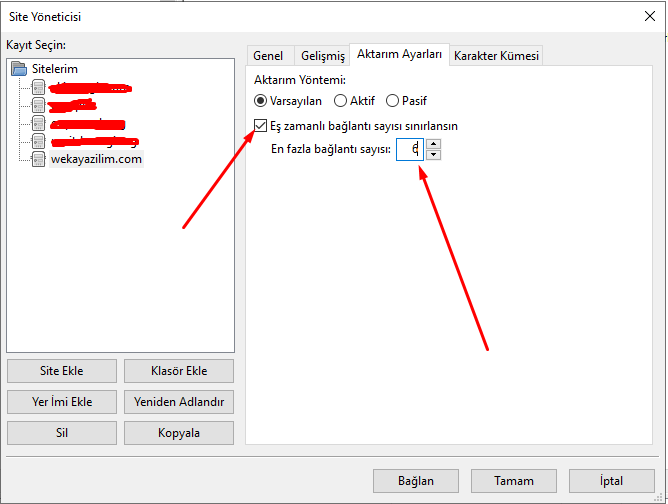 Filezilla Too Many Connections (8) from this IP Hatası
