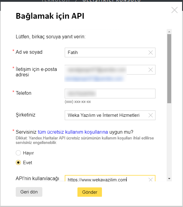 Yandex Map Api Nasıl Alınır?