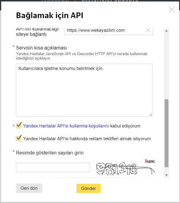 Yandex Map Api Nasıl Alınır?