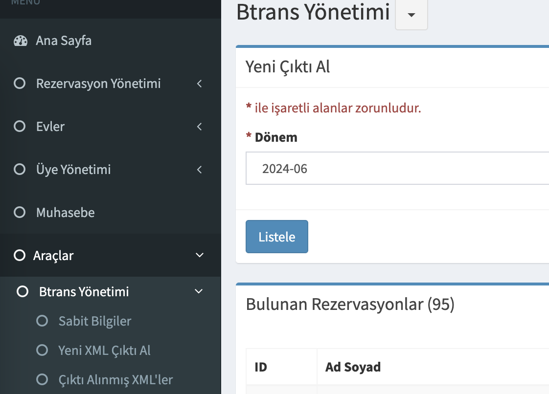Btrans XML Çıktı Alma ve Yükleme
