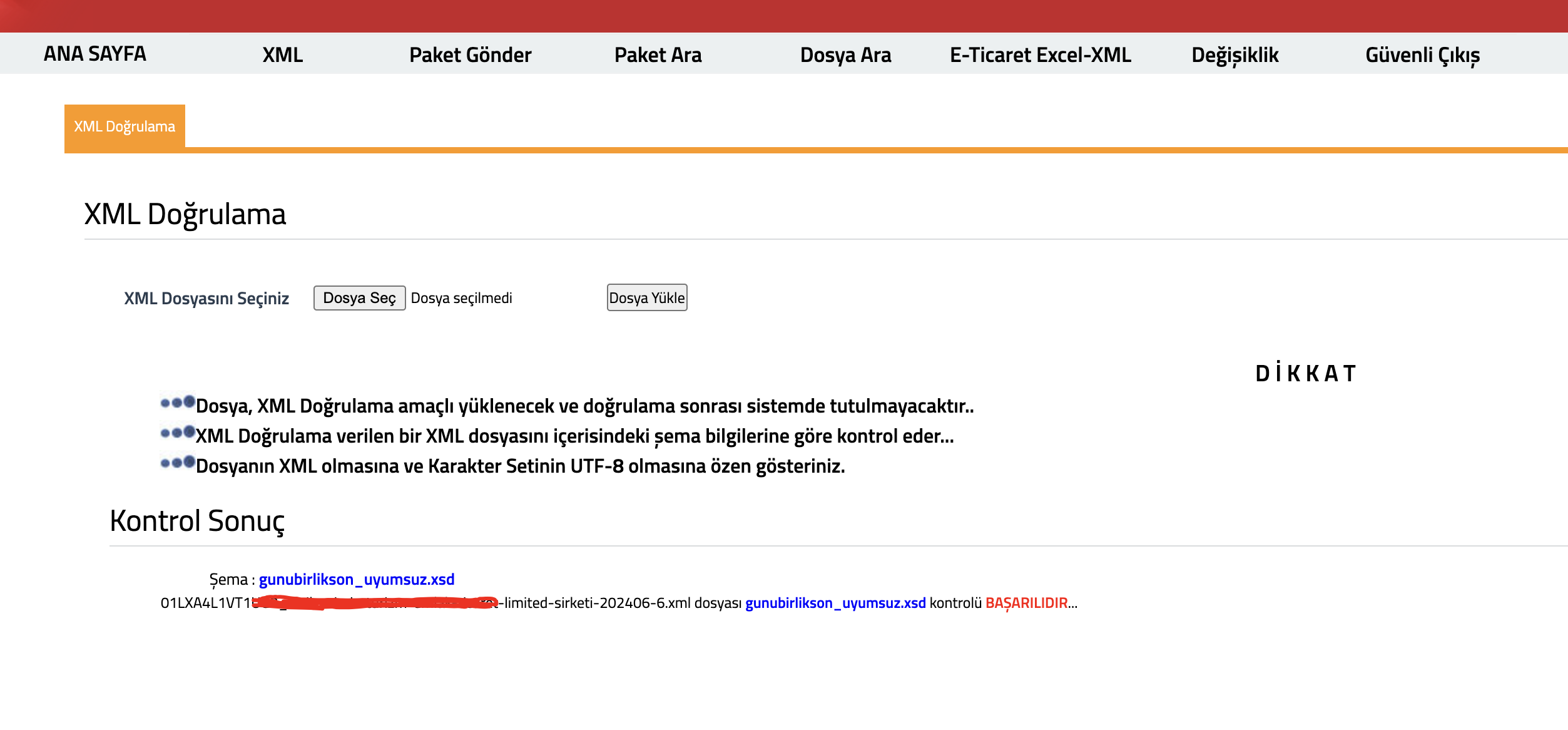 Btrans XML Çıktı Alma ve Yükleme