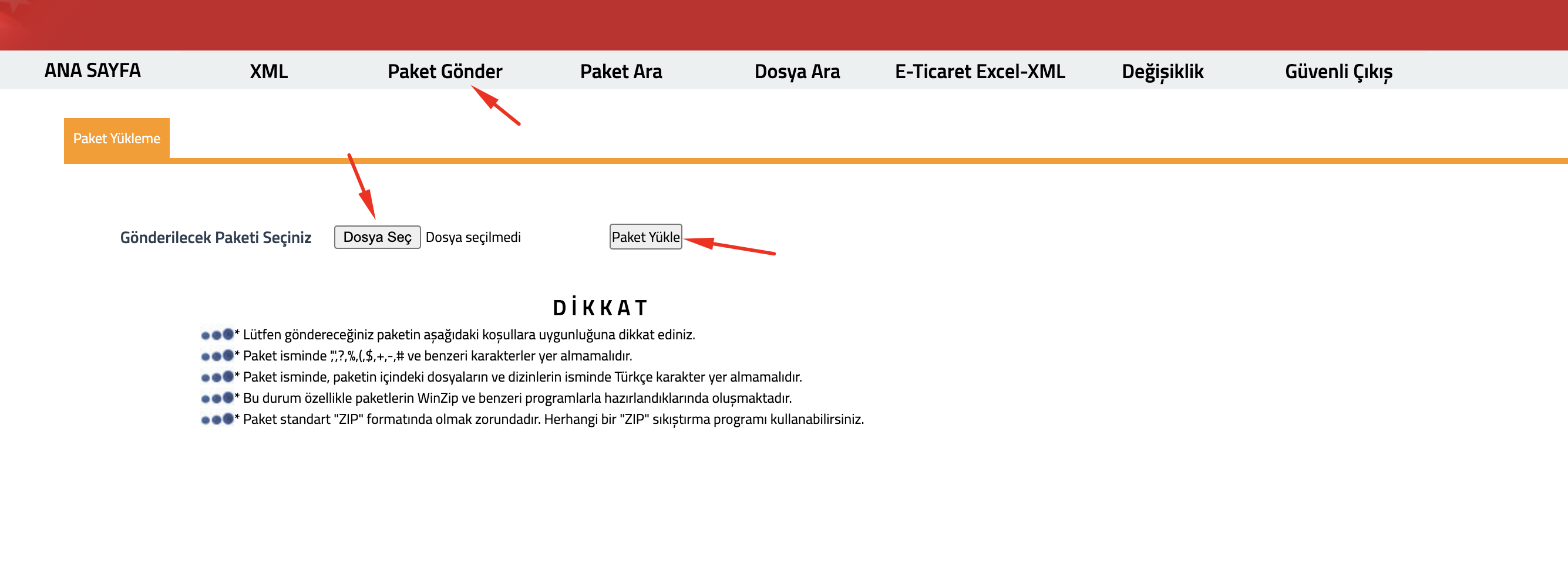 Btrans XML Çıktı Alma ve Yükleme